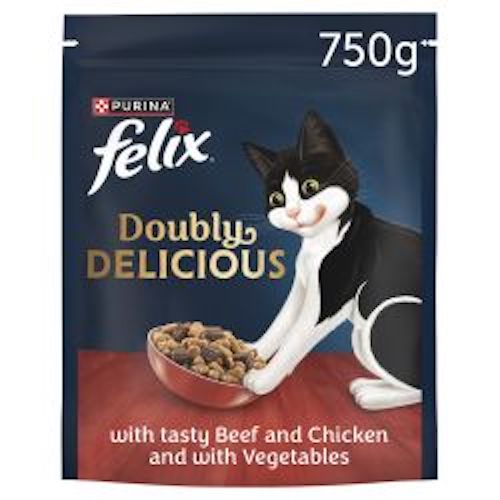 (image for) Felix Doubly Delicious Beef Chicken & Vegetables Dry Cat Food, 750g