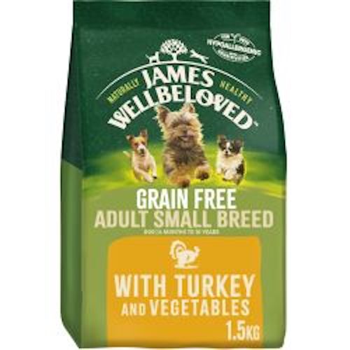 (image for) James Wellbeloved Grain Free Adult Small Breed Turkey & Veg, 1.5kg
